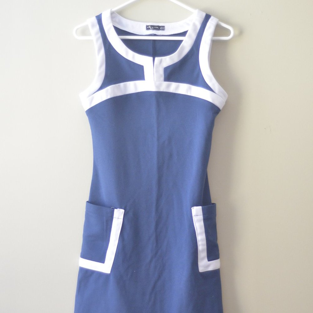 Ruby Rox Mod Retro Navy Mini Dress with Pockets Size M